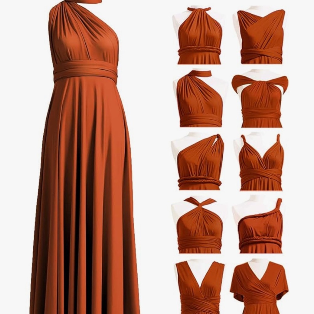 Orange One Shoulder Sleeveless Gown for Weddings, Summer, Parties, Banquets